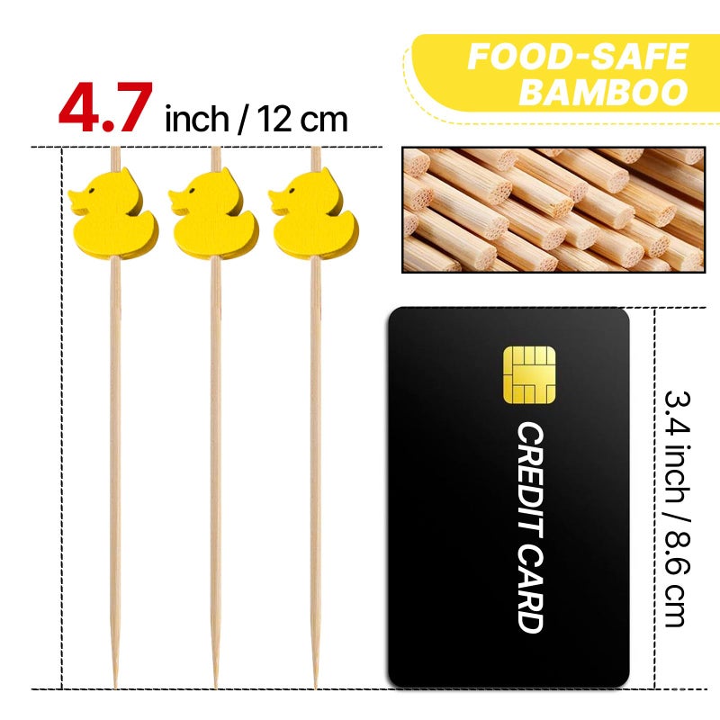 PuTwo Toothpicks 100 Counts Picks Handmade Natural Bamboo Cocktail Sticks,Yellow Ducks - Image 2